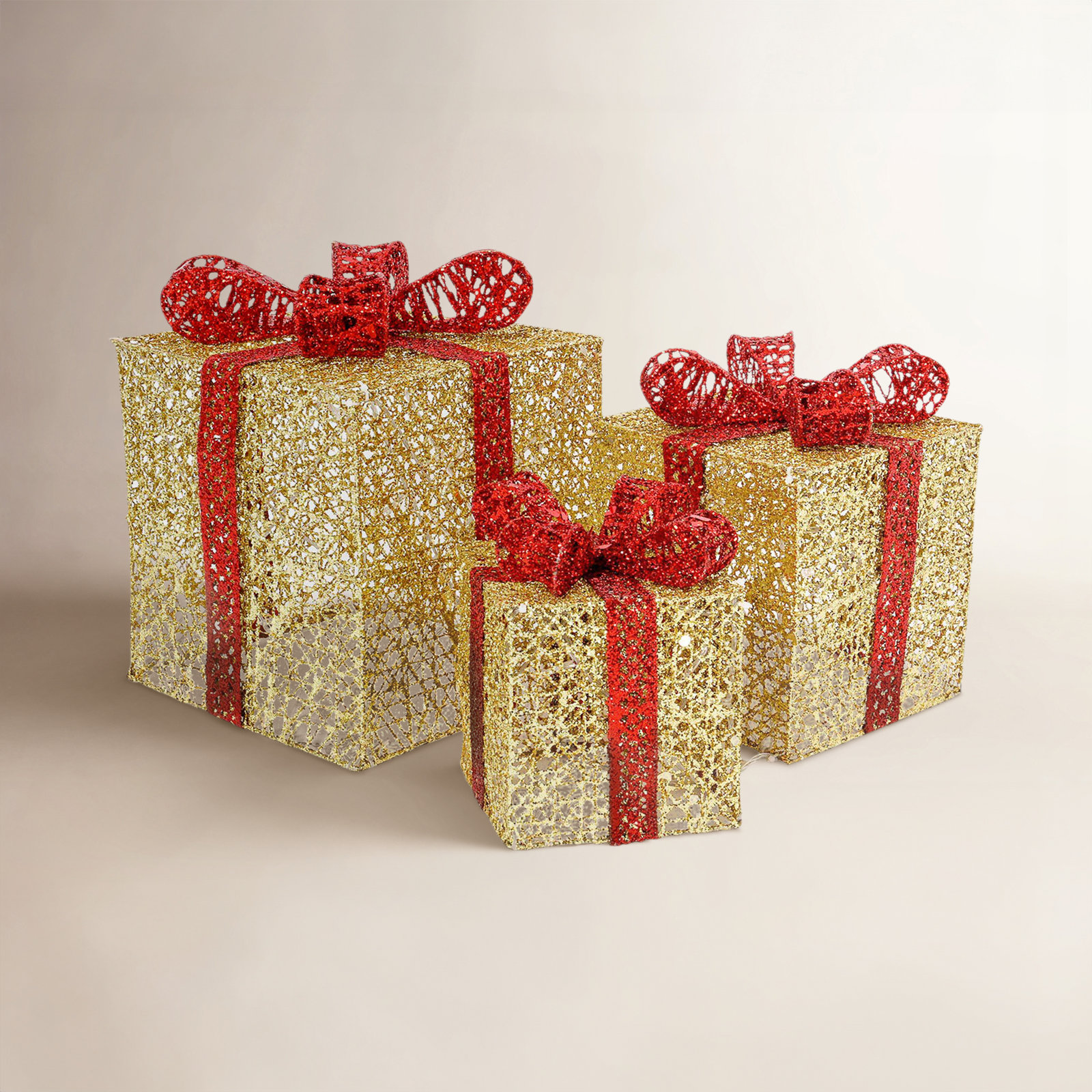 Christmas Lighted Gift Boxes, Set of 3