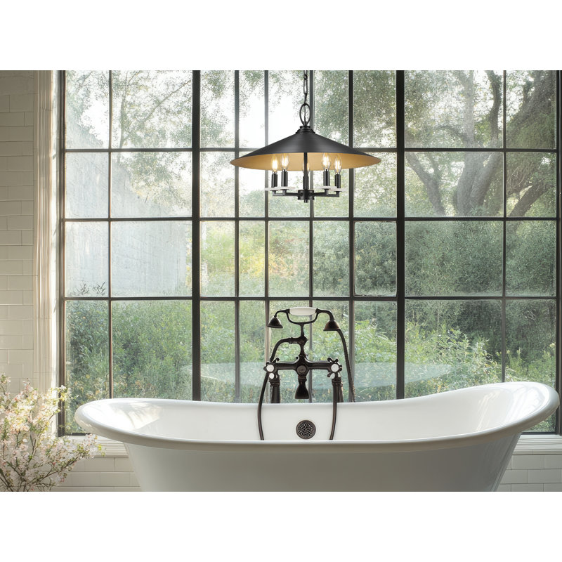 Luminaire suspendu 5 pouces Tammi 22 pouces, Noir mat, Noir et or