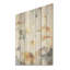 Beige et bleu orné de violettes - Violettes, panneau mural en bois sur bois de pin naturel-1262543907