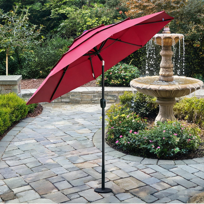 Parasol 9 po et accessoires avec conception ajustable et acier, toile de polyester et acier, Rouge