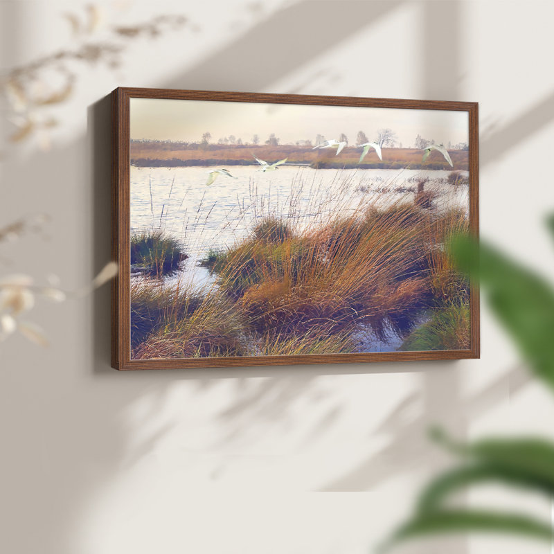 Marshland Hues I -Framed Print - Restickable, H 16 po x l 20 po, Noyer