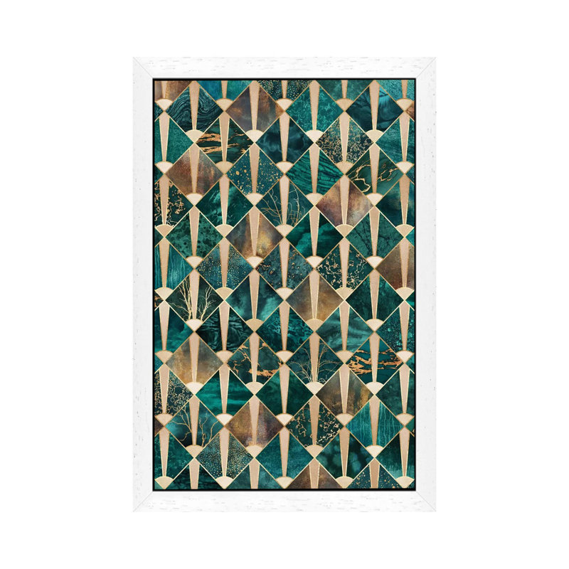 Art Deco Tiles I by Elisabeth Fredriksson - Print on Canvas, 66.04 cm H x 45.72 cm W, White Framed