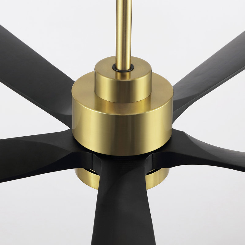 Bascio 5-Blade LED Ceiling Fan, Gold, 20.5" H x 60" W x 60" D, Black
