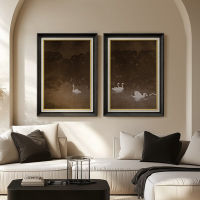 Soft Pastel Background Abstract - Set of 2 Premium Framed Wall Art Print on Paper 26"x36"