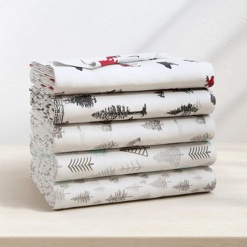Ensemble de draps 100% flanelle de coton, Simple avec 1 taie d'oreiller, Truckee - Grey