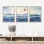 Idea4WALL, art mural encadré Blue Mountain Range, ensemble de 3 impressions murales paysage soleil rouge, décoration murale nature sauvage pour salon, chambre à coucher 3 pièces-90568629