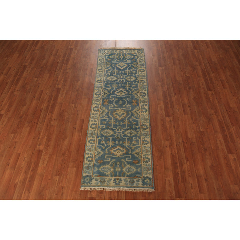 Tapis de couloir bleu Oushak