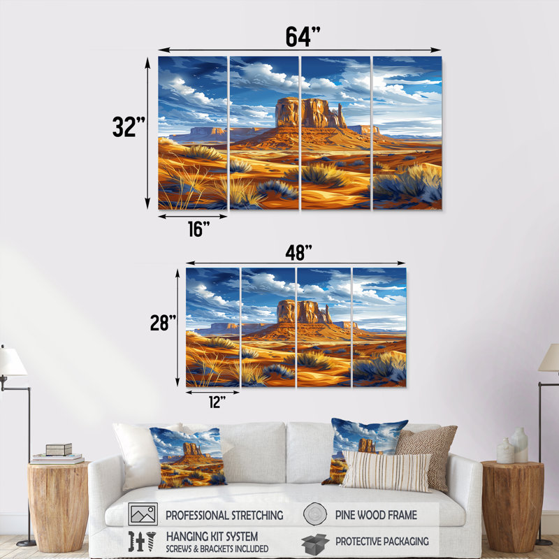 Margrid - Ensemble de décoration murale désert, H 28 po x l 48 po