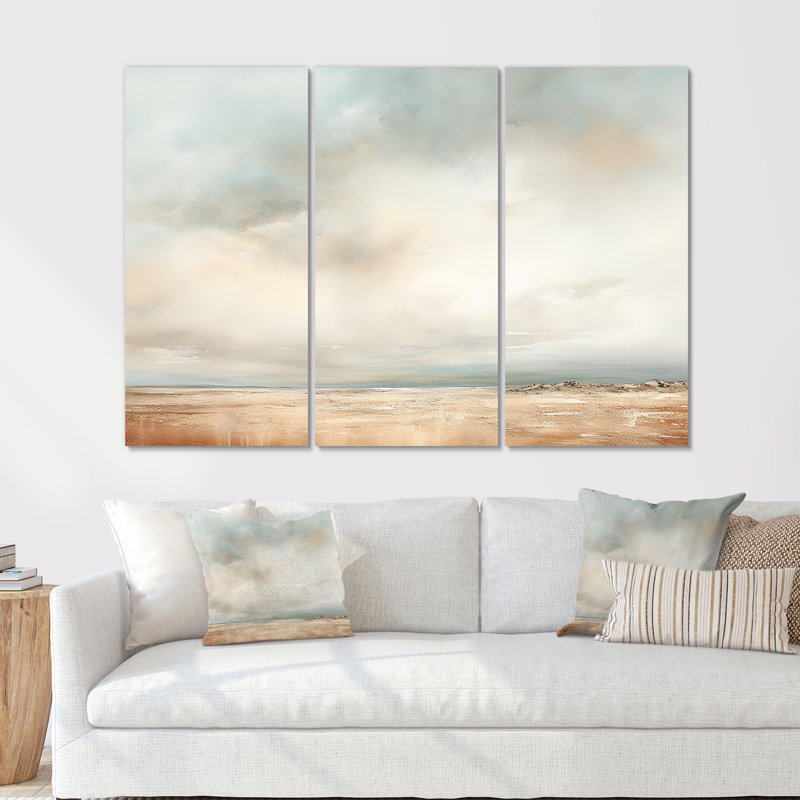 «Beige tempête pré», ensemble d'art sur toile, H 28 po x l 36 po x P 1 po, Toile tendue