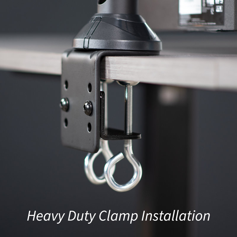 Black Steel Quad Monitor Adjustable Desk Mount for 32" Screens