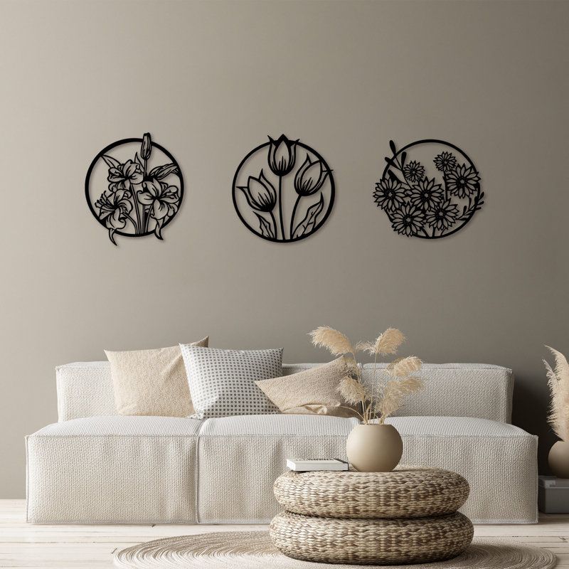 Farmhouse Plants & Flowers Wall Decor on Metal, 50cm H x 57cm W x 1.5cm D