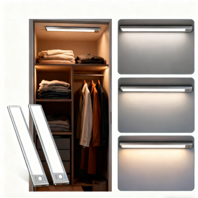 LEPOTEC 12.67Inch LED 3Colors Wireless Rechargeable Motion Sensor Cabinet Light