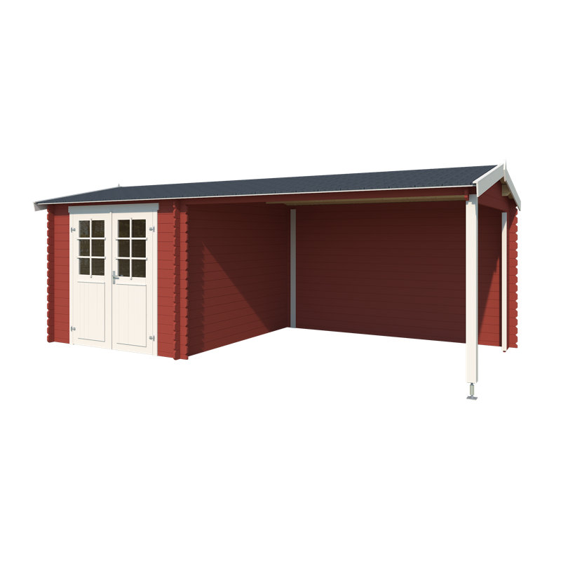 Lasita Ivana 275 - 19 x 10 Ft. Apex Roof Summerhouse With An Undercover Canopy (28mm), IVANA SWEDISH RED