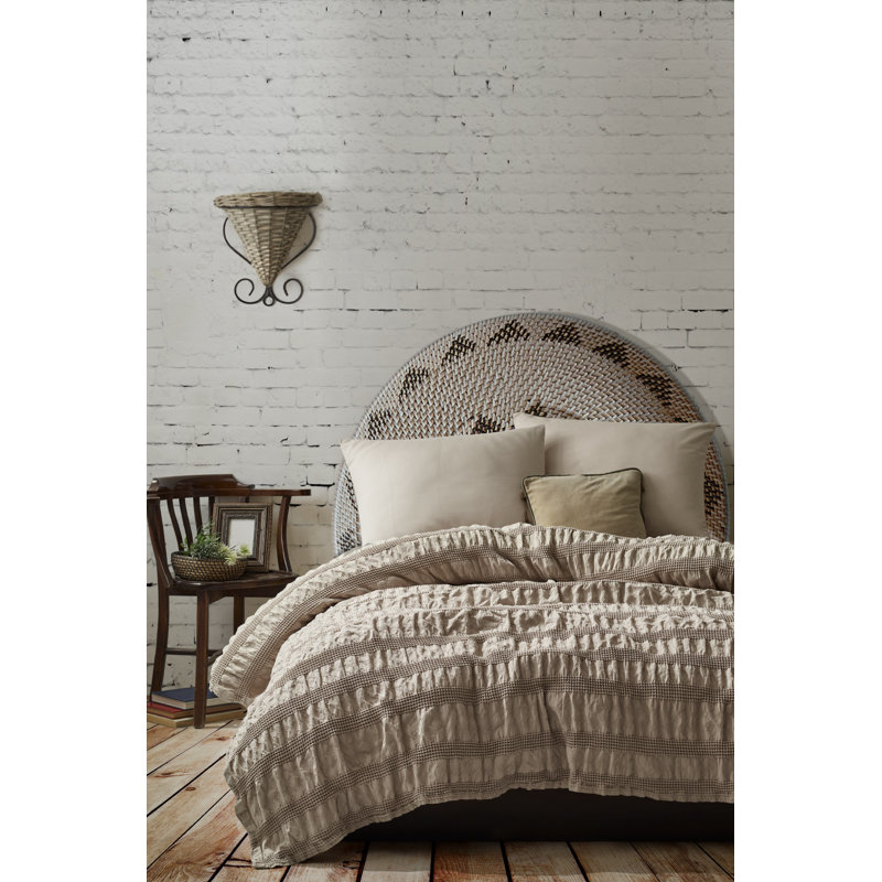 Couvre-lit 100% coton double piqué, beige, double (86,6 x 94,5) | 320 g / m², contexture de 178 fils | Lavable à la machine à 86 ° F, repassable | Doux et durable, parfait pour un décor de chambre à coucher élégant et confortable