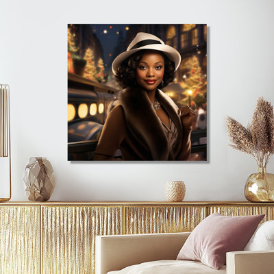«Harlem Jazz Retro Afro Beauty I - Fashion Woman», reproduction d'art murale