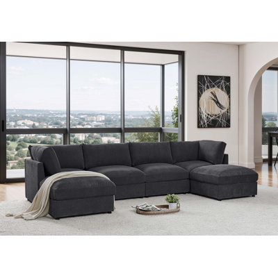 Canapé modulaire de coin avec repose-pieds Annai