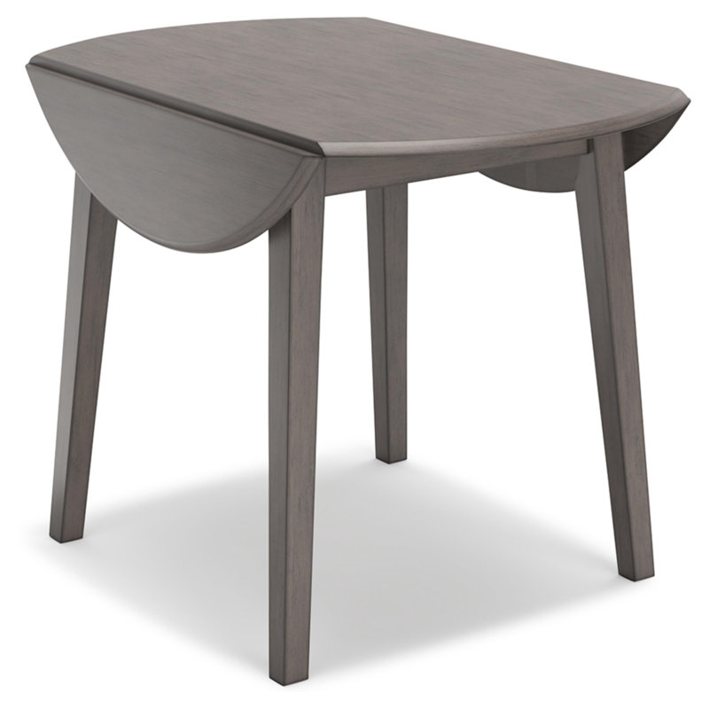 Extendable Round Solid Wood Base Dining Table, Gray, Gray