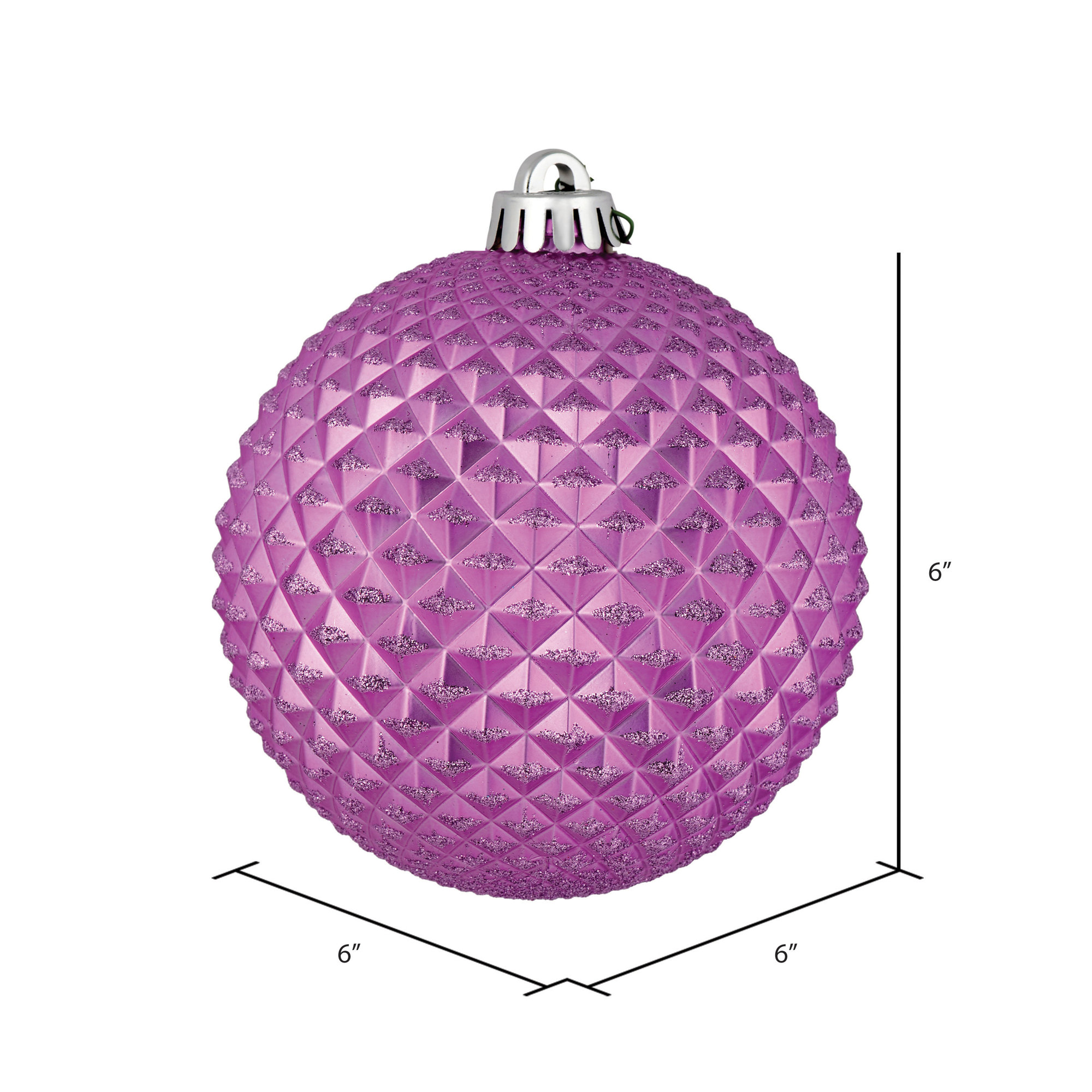 Durian Glitter Ball Ornament, Orchid, 4" H x 4" W x 4" D