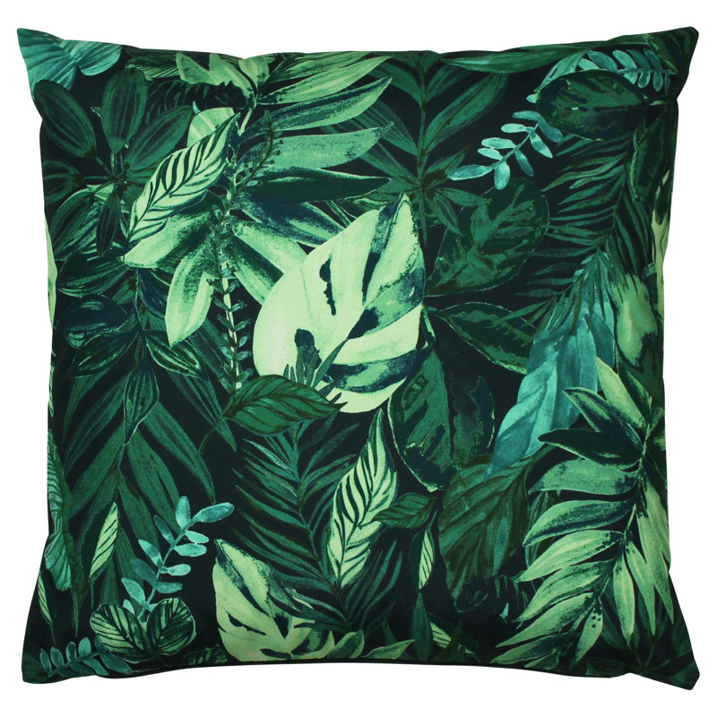 Indoor / Outdoor Floral Square Throw Cushion, Green