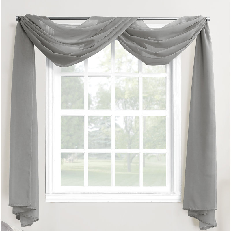 Écharpe de fenêtre en voile transparent Monona, Gris anthracite