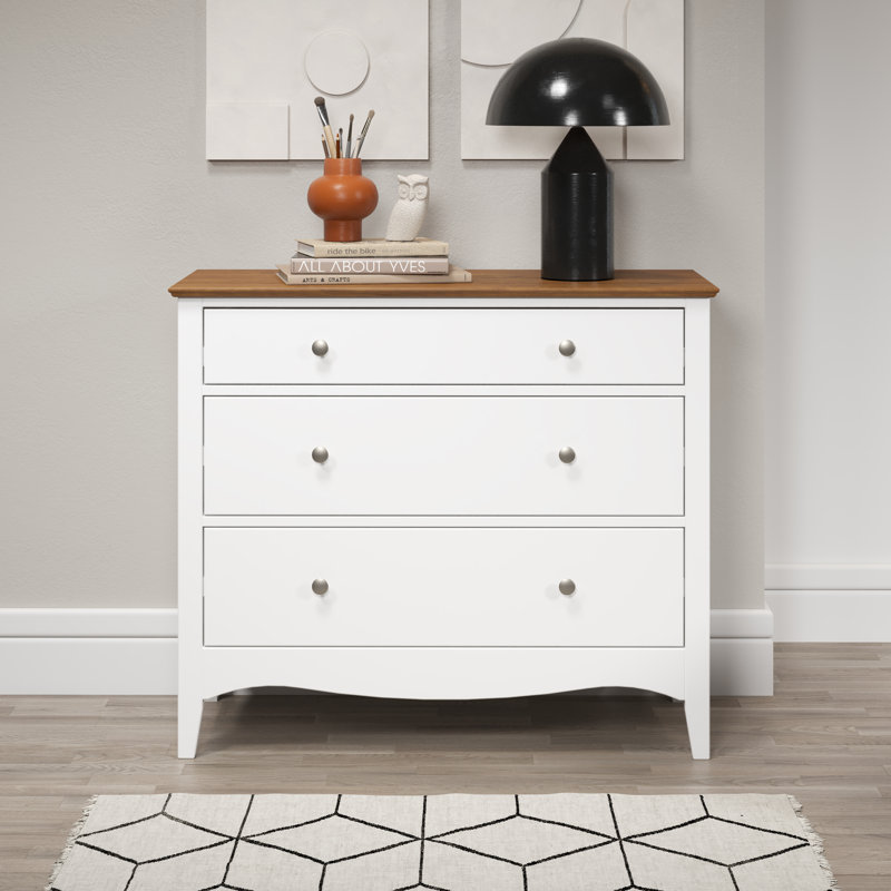 Delrick 3 - Drawer Chest of Drawers, White/Brown