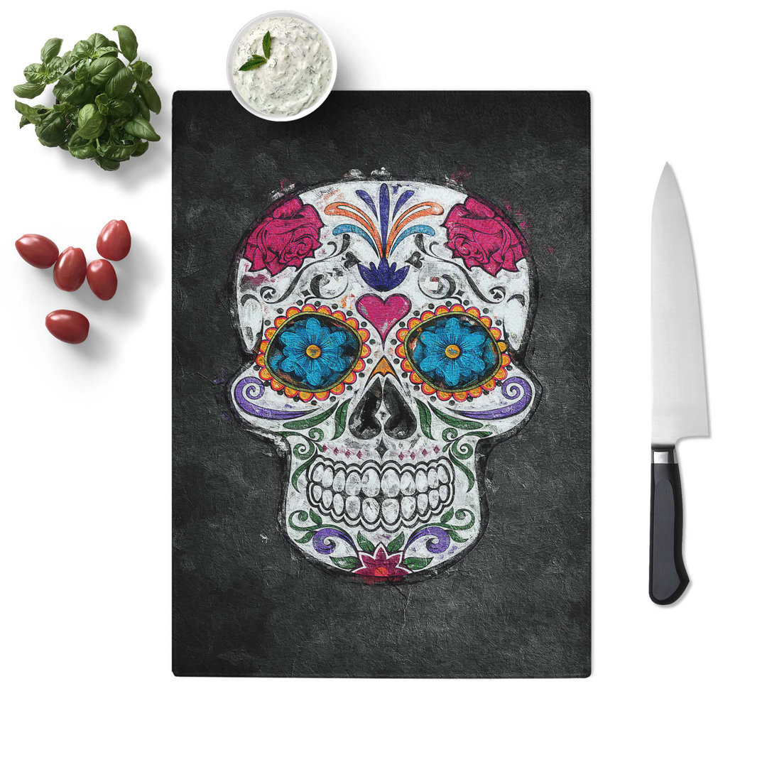 Glass Floral Sugar Skull Chopping Board