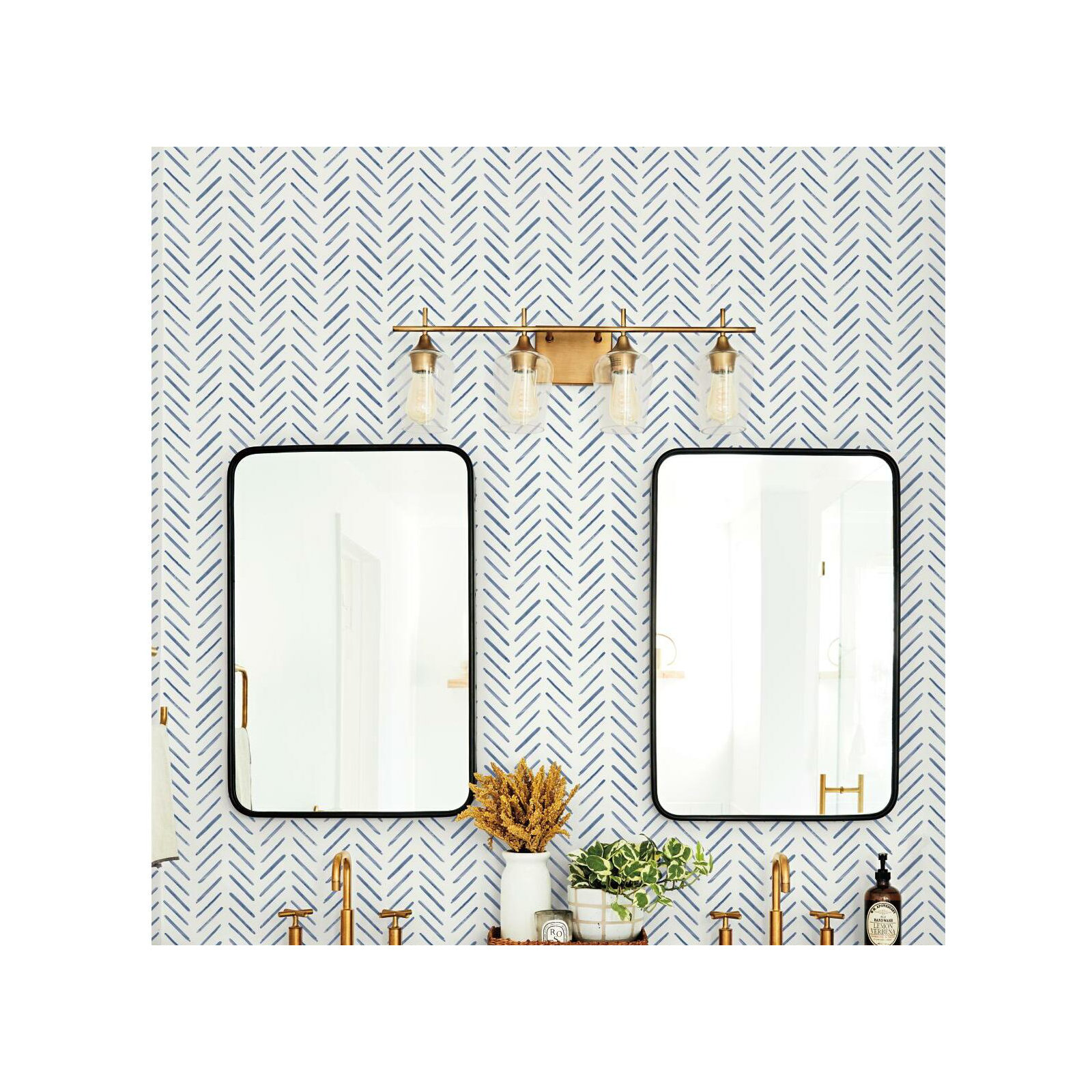 Pre-Pasted Paper Wallpaper Roll , Navy