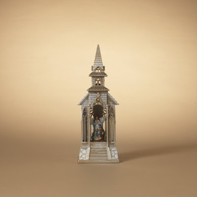 Illuminated 13.1 in H Battery Operated Lighted Spinning Water Globe Church