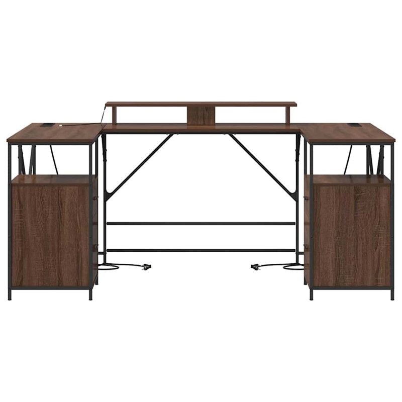 U-Shaped Computer Desk, Brown