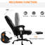 Fauteuil de bureau ergonomique en cuir Pu avec massage à 6 points de vibration, coussin lombaire, hauteur réglable, repose-pieds, fauteuil de massage noir 6, ergonomique