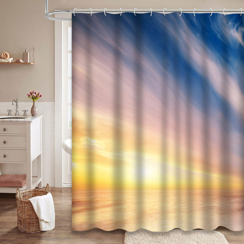 Rideau de douche avec 12 crochets Sunset, L 72 po x l 84 po