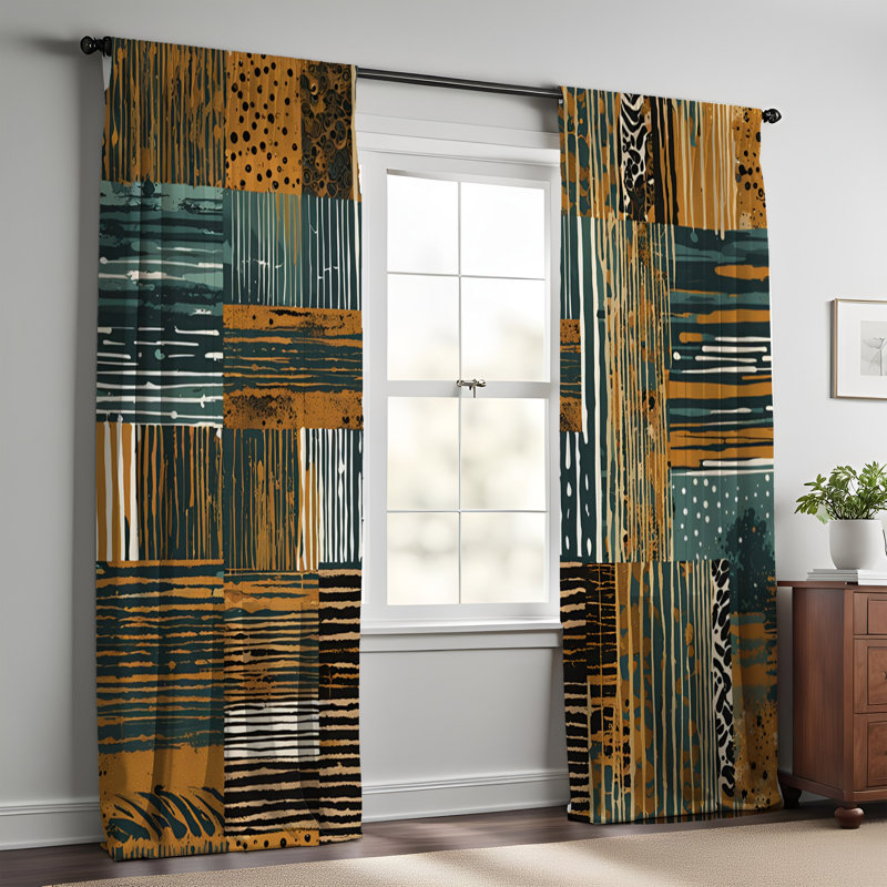 Paire de rideaux semi-transparents en polyester Emaliya, L 20 po x L 82 po