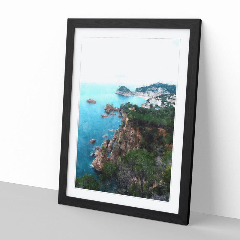 View of the Costa Brava in Spain - Picture Frame Graphic Art, 36cm H x 27cm W x 2cm D, Black