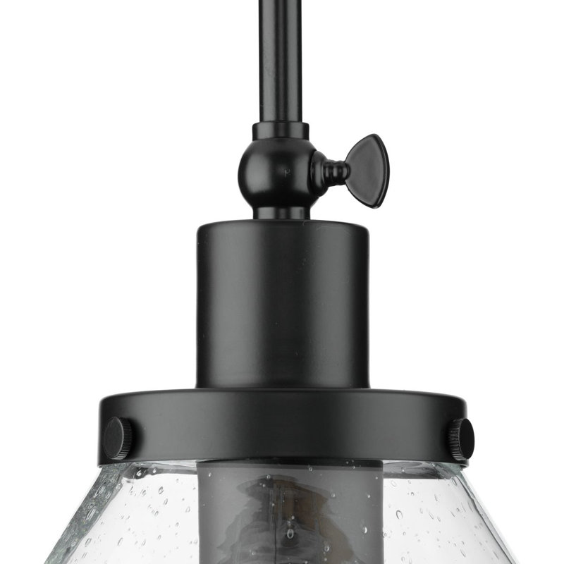Luminaire suspendu conique à 1 lumière Haydenville, Martelée transparente, Noir mat