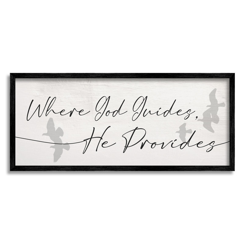 Dieu guide les provocations spirituelles, H 13 po x l 30 po, Giclée encadrée noir minuit
