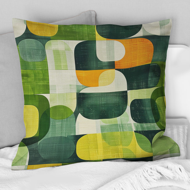 Coussin Green Green Midcentury Shapes I - Midcentury, H 18 po x l 18 po