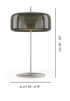 Jube Table Lamp P Old Green Transparent Matt Steel L2415 Ul, 26" H x 15" W x 15" D, Old Green Transparent, Matte Steel