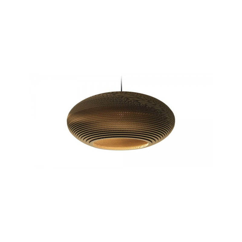 Scraplights Recycled Cardboard Pendant Light - Disc, Brown, 10.5" H x 24" W x 24" D