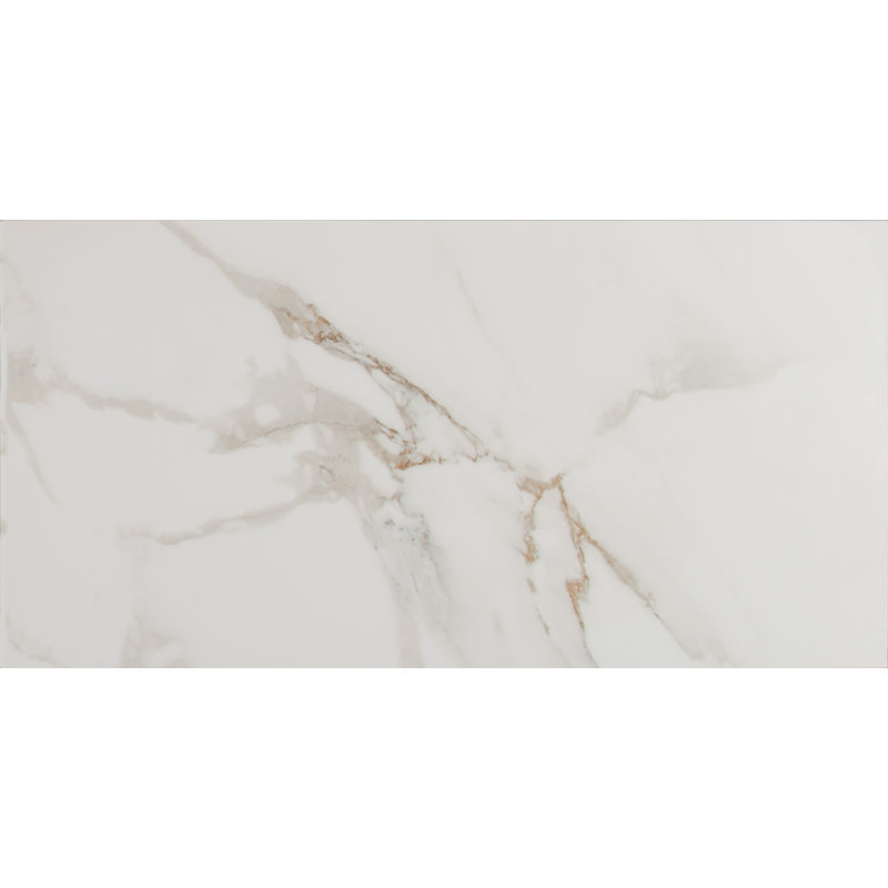 Astoria 12 in. x 24 in. Polished Porcelain Marble Look Floor and Wall Tile, Isla