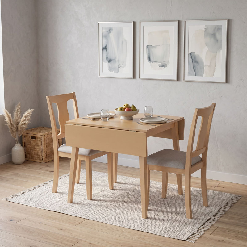 Ensemble de table de salle à manger pliable compacte 3 pièces avec 2 chaises rembourrées, ensemble de salle à manger compact pour la cuisine