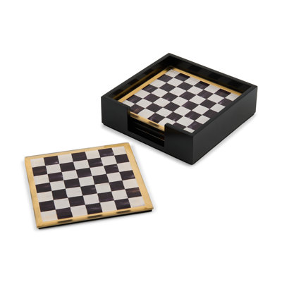 Courtly Check Glass Coasters
