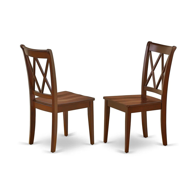 L'ensemble de table de salle à manger 3 pièces comprend 1 table de salle à manger et 2 chaises en bois d'acajou avec double dossier en X - finition acajou