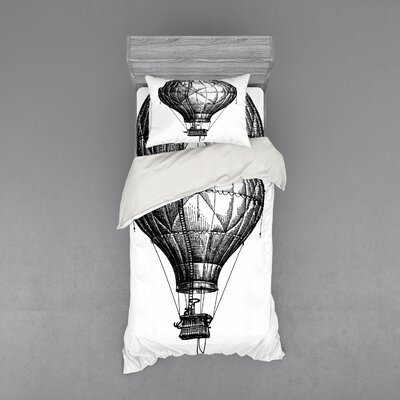 Big Hot Air Balloon in the Sky Travel and Transportation Art Duvet Cover Set -  Ambesonne, bsnev_18170_twin