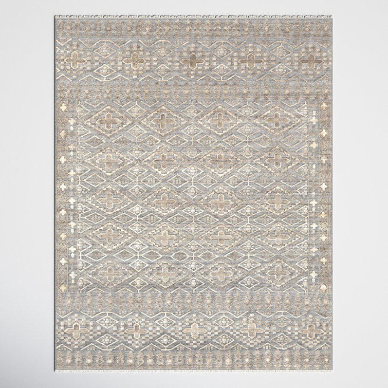Indrakumar Southwestern Hand-Knotted Wool/Viscose Gray/Khaki/Camel Area Rug