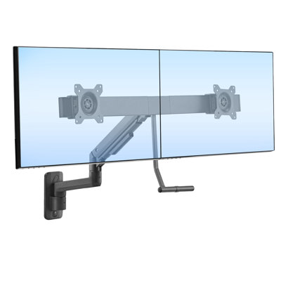 Mount-it Dual Monitor Wall Mount with Gas Spring Arm and Crossbar for Monitors 17" - 32"