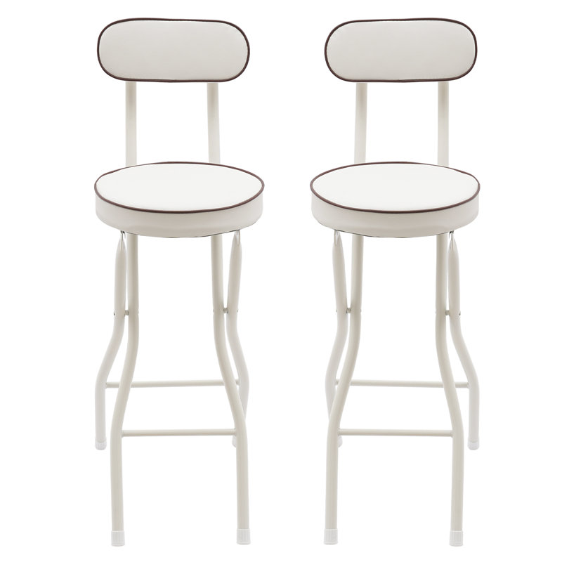 2 chaises hautes avec tabouret pliant, Blanc