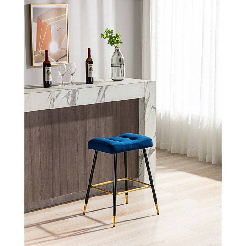 Tabouret de comptoir 26,38 po Manucher, Bleu marine