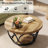Round Coffee Table,80cm Round Wood Center Table, Farmhouse Large Circle Coffee Tables With 2-tier Storage