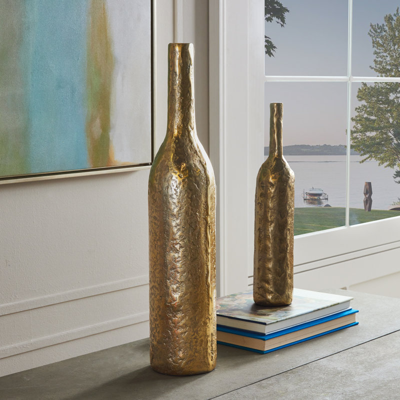 Candelora Handmade Aluminum Table Vase, Gold, 24" H x 5" W x 5" D