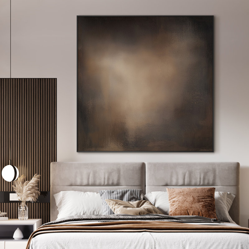 «Faded Brown Abstract Minimalist Illustration», art mural encadré - impression numérique (assemblage de cadre requis)